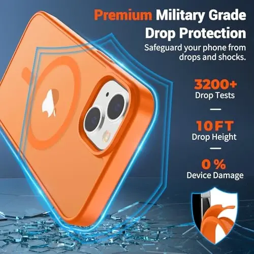 SUPFINE Magnetic for iPhone 14 Case & iPhone 13 Case with Screen Protector (Compatible with MagSafe)(Military Grade Drop Protection) Translucent Matte Shockproof Phone Cover,Starry Orange - 3