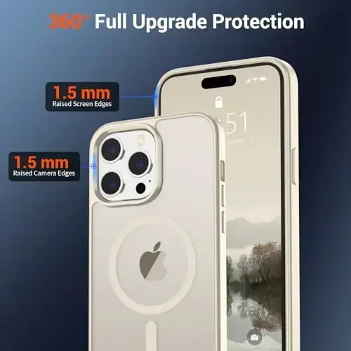 SUPFINE Magnetic for iPhone 14 Pro Case (Compatible with MagSafe) (Military Grade Drop Protection) Slim Translucent Matte Shockproof with Anti-Fingerprint Phone Case,Antique White - 6