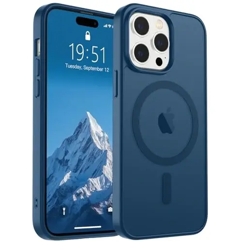 SUPFINE Magnetic for iPhone 14 Pro Case (Compatible with MagSafe) (Military Grade Drop Protection) Slim Translucent Matte Shockproof with Anti-Fingerprint Phone Case,Deep Blue 