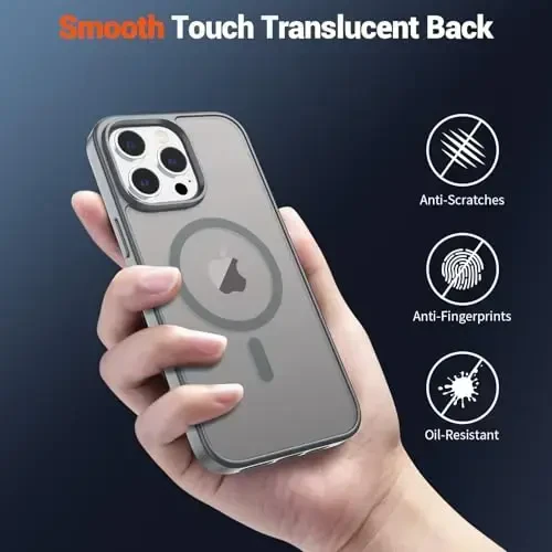 SUPFINE Magnetic for iPhone 14 Pro Case (Compatible with MagSafe) (Military Grade Drop Protection) Slim Translucent Matte Shockproof with Anti-Fingerprint Phone Case,Gray - 3