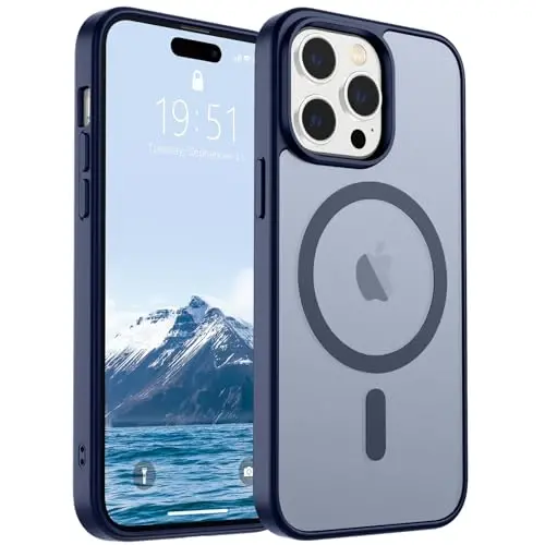 SUPFINE Magnetic for iPhone 14 Pro Case (Compatible with MagSafe) (Military Grade Drop Protection) Translucent Matte Shockproof Phone Case,Navy Blue - 4
