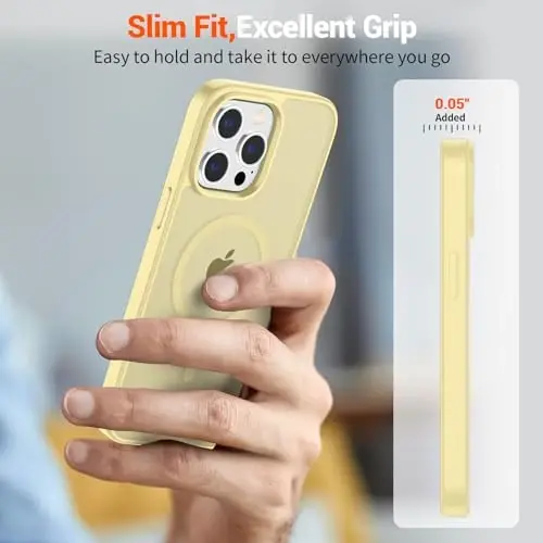 SUPFINE Magnetic for iPhone 14 Pro Case (MagSafe bilan mos) (Harbiy darajadagi tushishdan himoya) Yupqa shaffof matli zarbga chidamli barmoq izlariga qarshi telefon qutisi, sariyog 'sariq - 4