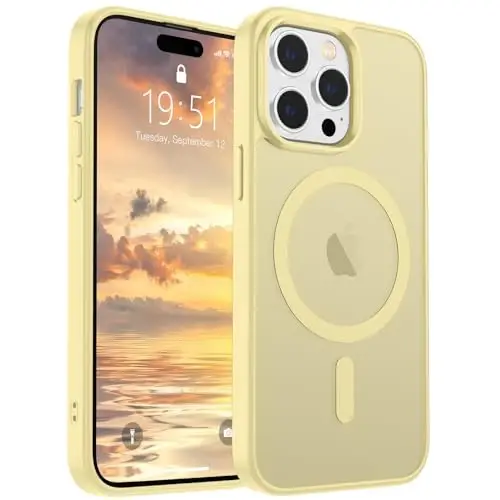 SUPFINE Magnetic for iPhone 14 Pro Case (MagSafe bilan mos) (Harbiy darajadagi tushishdan himoya) Yupqa shaffof matli zarbga chidamli barmoq izlariga qarshi telefon qutisi, sariyog 'sariq - 5