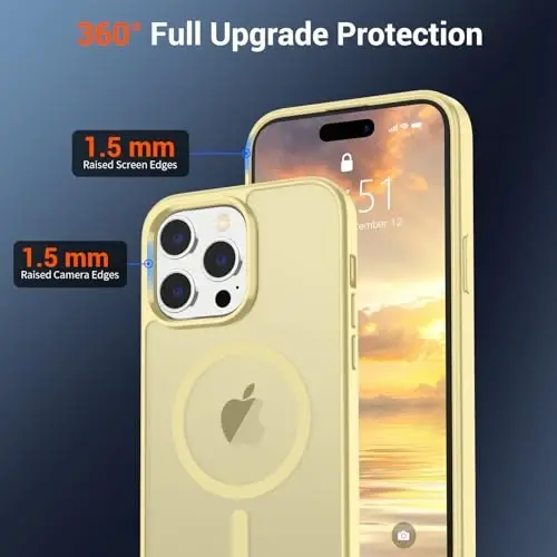 SUPFINE Magnetic for iPhone 14 Pro Case (MagSafe bilan mos) (Harbiy darajadagi tushishdan himoya) Yupqa shaffof matli zarbga chidamli barmoq izlariga qarshi telefon qutisi, sariyog 'sariq - 6
