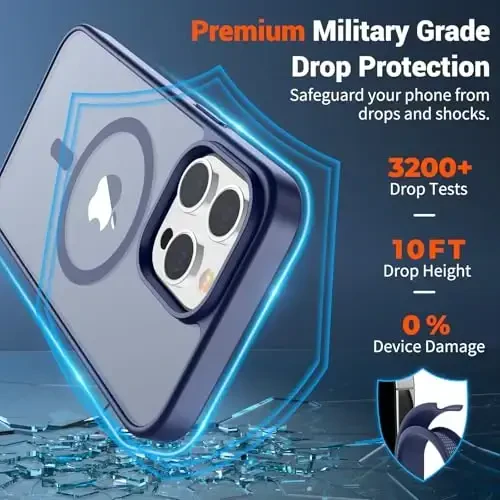 SUPFINE Magnetic for iPhone 14 Pro Case (MagSafe bilan mos) (Harbiy darajadagi tushishdan himoya) Yupqa shaffof mato, barmoq izlariga qarshi telefon qutisi, lavanta kulrang - 2