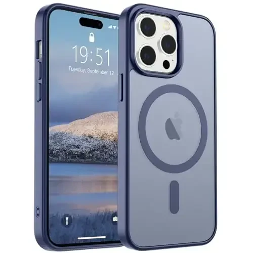 SUPFINE Magnetic for iPhone 14 Pro Case (MagSafe bilan mos) (Harbiy darajadagi tushishdan himoya) Yupqa shaffof mato, barmoq izlariga qarshi telefon qutisi, lavanta kulrang - 5