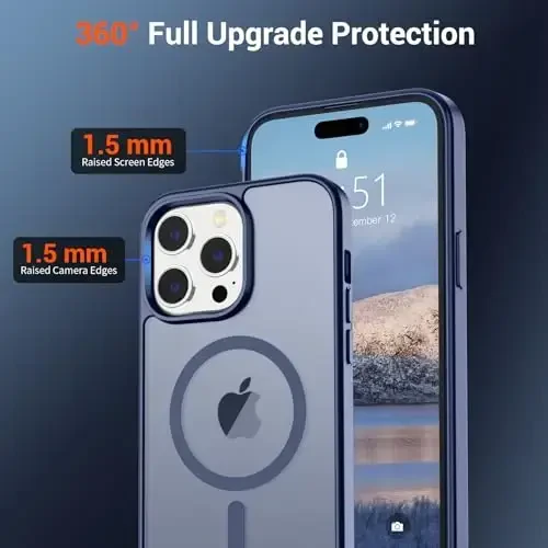 SUPFINE Magnetic for iPhone 14 Pro Case (MagSafe bilan mos) (Harbiy darajadagi tushishdan himoya) Yupqa shaffof mato, barmoq izlariga qarshi telefon qutisi, lavanta kulrang - 6