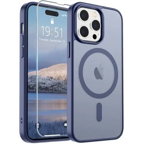 SUPFINE Magnetic for iPhone 14 Pro Case (MagSafe bilan mos) (Harbiy darajadagi tushishdan himoya) Yupqa shaffof mato, barmoq izlariga qarshi telefon qutisi, lavanta kulrang 