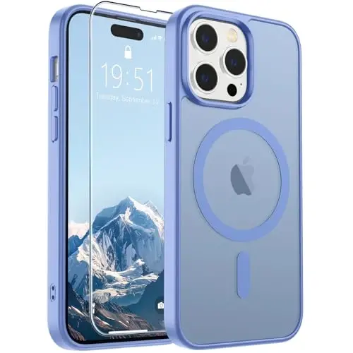 SUPFINE Magnetic for iPhone 14 Pro Max Case (Compatible with MagSafe) (Military Grade Drop Protection) Slim Translucent Matte Shockproof with Anti-Fingerprint Phone Case,Blue Purple - 1