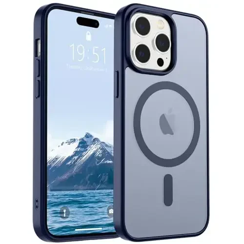SUPFINE Magnetic for iPhone 14 Pro Max Case (Compatible with MagSafe) (Military Grade Drop Protection) Slim Translucent Matte Shockproof with Anti-Fingerprint Phone Case,Navy Blue - 5