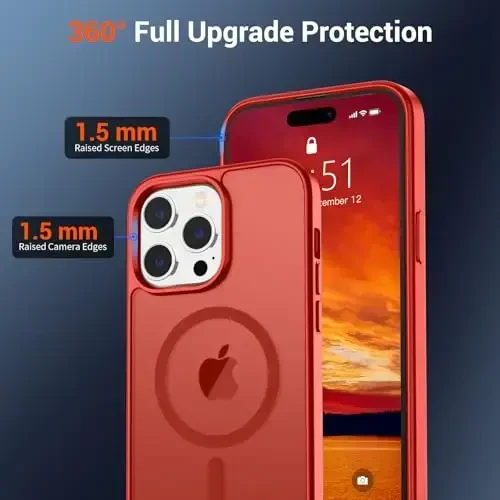 SUPFINE Magnetic for iPhone 14 Pro Max Case (Compatible with MagSafe) (Military Grade Drop Protection) Slim Translucent Matte Shockproof with Anti-Fingerprint Phone Case,Red - 8