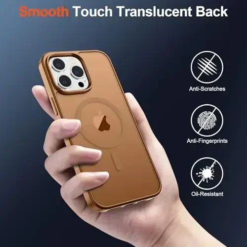 SUPFINE Magnetic for iPhone 14 Pro Max Case (MagSafe bilan mos) (Harbiy darajadagi tushishdan himoya) Ingichka shaffof zarbga chidamli, barmoq izlariga qarshi telefon g'ilofi, jigarrang - 3
