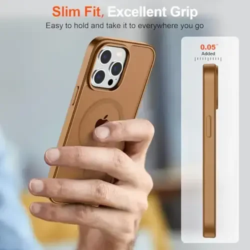 SUPFINE Magnetic for iPhone 14 Pro Max Case (MagSafe bilan mos) (Harbiy darajadagi tushishdan himoya) Ingichka shaffof zarbga chidamli, barmoq izlariga qarshi telefon g'ilofi, jigarrang - 4
