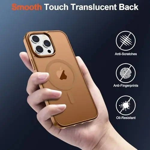 SUPFINE Magnetic for iPhone 14 Pro Max Case (MagSafe bilan mos) (Harbiy darajadagi tushishdan himoya) Ingichka shaffof zarbga chidamli, barmoq izlariga qarshi telefon g'ilofi, jigarrang - 3