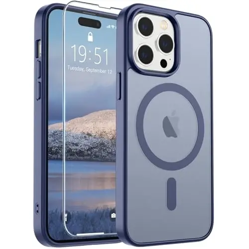 SUPFINE Magnetic for iPhone 14 Pro Max Case (MagSafe bilan mos) (Harbiy darajadagi tushishdan himoya) Yupqa yarim shaffof mat Shokga chidamli, barmoq izlariga qarshi telefon g'ilofi, Lavanda kulrang - 1