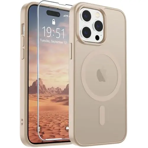 SUPFINE Magnetic for iPhone 14 Pro Max Case(Compatible with MagSafe)(Military Grade Drop Protection) Slim Translucent Matte Shockproof with Anti-Fingerprint Phone Case,Desert Gold - 4