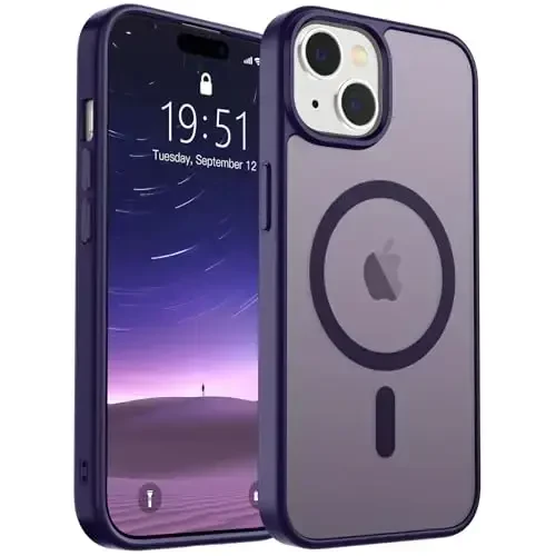 SUPFINE Magnetic for iPhone 15 Case (Compatible with MagSafe) (Military Grade Drop Protection) Slim Translucent Matte Shockproof with Anti-Fingerprint Phone Case, Dark Purple - 5