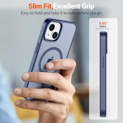 SUPFINE Magnetic for iPhone 15 Case (Compatible with MagSafe) (Military Grade Drop Protection) Slim Translucent Matte Shockproof with Anti-Fingerprint Phone Case, Lavender Gray - 4