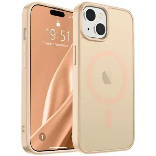 SUPFINE Magnetic for iPhone 15 Case (Compatible with MagSafe) (Military Grade Drop Protection) Slim Translucent Matte Shockproof with Anti-Fingerprint Phone Case, Sand Pink - 5