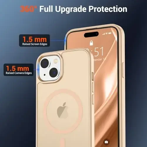 SUPFINE Magnetic for iPhone 15 Case (Compatible with MagSafe) (Military Grade Drop Protection) Slim Translucent Matte Shockproof with Anti-Fingerprint Phone Case, Sand Pink - 6