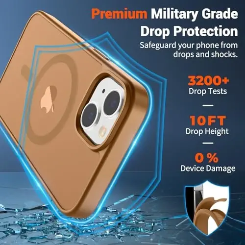SUPFINE Magnetic for iPhone 15 Case (Compatible with MagSafe) (Military Grade Drop Protection) Translucent Matte Shockproof with Anti-Fingerprint Phone Case,Brown - 3
