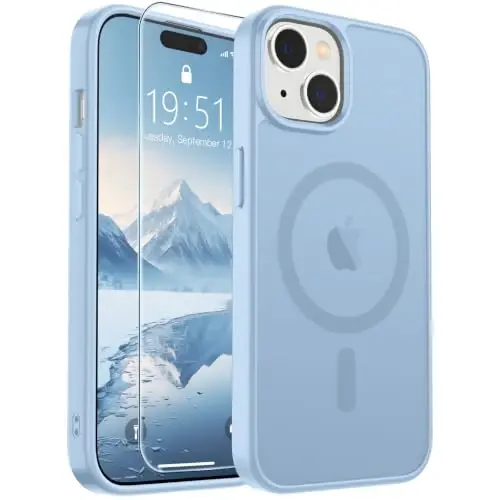 SUPFINE Magnetic for iPhone 15 Case Glacier Blue | With Screen Protector, Translucent Matte, Compatible with MagSafe, Military Grade Drop Proof, Rugged Shockproof Protective - 1