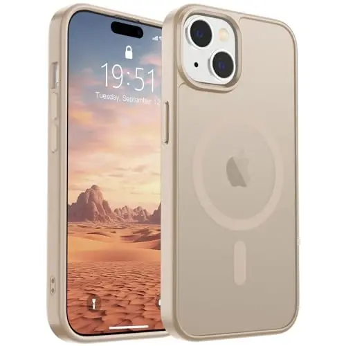 SUPFINE Magnetic for iPhone 15 Case(Compatible with MagSafe)(Military Grade Drop Protection) Slim Translucent Matte Shockproof with Anti-Fingerprint Phone Case,Desert Gold - 4