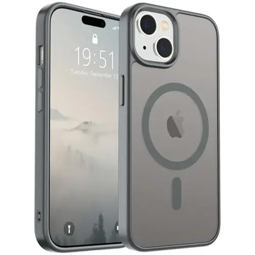 SUPFINE Magnetic for iPhone 15 Case(Compatible with MagSafe)(Military Grade Drop Protection) Slim Translucent Matte Shockproof Women Men Girl Phone Cover,Gray - 4