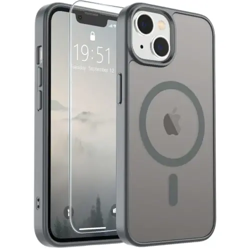 SUPFINE Magnetic for iPhone 15 Plus Case & iPhone 14 Plus Case(Compatible with MagSafe) (Military Grade Drop Protection) Slim Translucent Shockproof with Anti-Fingerprint Phone Case,Gray - 1