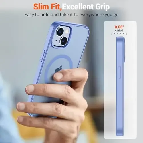 SUPFINE Magnetic for iPhone 15 Plus Case & iPhone 14 Plus Case(Compatible with MagSafe)(Military Grade Drop Protection) Slim Translucent Shockproof Phone Case, Blue Purple - 7