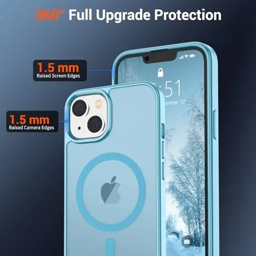SUPFINE Magnetic for iPhone 15 Plus Case & iPhone 14 Plus Case(Compatible with MagSafe)(Military Grade Drop Protection) Slim Translucent Shockproof Phone Case,Light Blue - 4