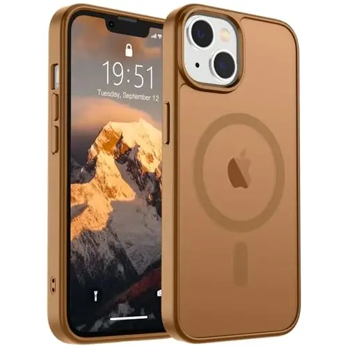 SUPFINE Magnetic for iPhone 15 Plus Case & iPhone 14 Plus Case(Compatible with MagSafe)(Military Grade Drop Protection) Slim Translucent Shockproof with Anti-Fingerprint Phone Case,Brown 