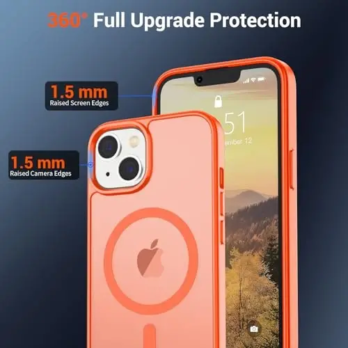 SUPFINE Magnetic for iPhone 15 Plus Case & iPhone 14 Plus Case(Compatible with MagSafe)(Military Grade Drop Protection) Slim Translucent Shockproof with Anti-Fingerprint Phone Case,Orange - 4