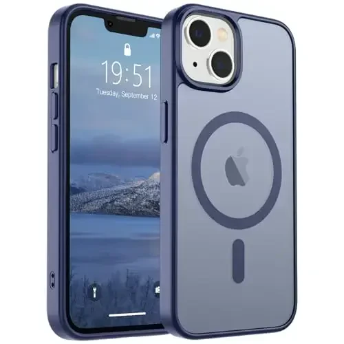 SUPFINE Magnetic for iPhone 15 Plus Case & iPhone 14 Plus Case(MagSafe bilan mos)(Harbiy darajadagi tushishdan himoya) Yengil yarim shaffof barmoq izlariga qarshi telefon g'ilofi, Lavanda kulrang 