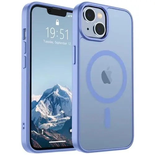 SUPFINE Magnetic for iPhone 15 Plus Case & iPhone 14 Plus Case(MagSafe bilan mos)(Harbiy darajadagi tushishdan himoya) Yupqa yarim shaffof zarbga chidamli telefon qutisi, Moviy Binafsha - SUPFINE