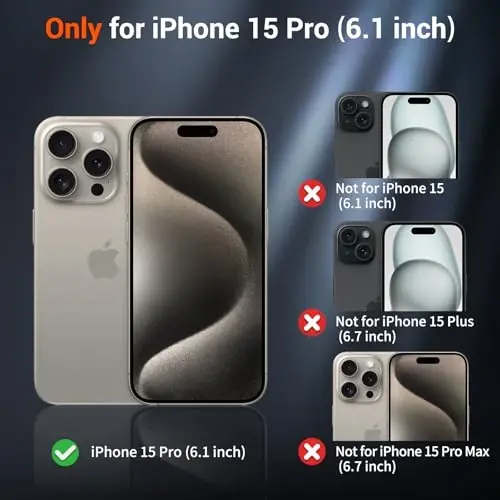 SUPFINE Magnetic for iPhone 15 Pro Case [Compatible with MagSafe] [10 FT Military Grade Drop Protection] Slim Translucent Matte Shockproof with Anti-Fingerprint Phone Case, Black - 1