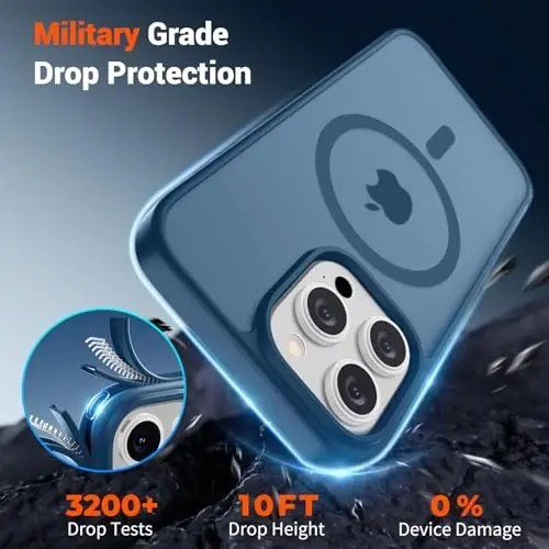 SUPFINE Magnetic for iPhone 15 Pro Case (Compatible with MagSafe) (Military Grade Drop Protection) Slim Translucent Matte Shockproof with Anti-Fingerprint Phone Case,Deep Blue - 4