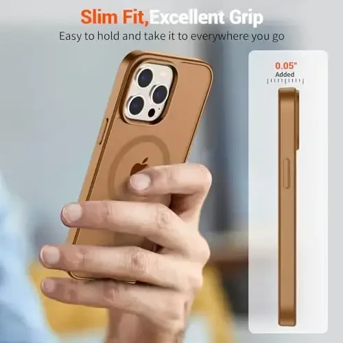 SUPFINE Magnetic for iPhone 15 Pro Case (Compatible with MagSafe) (Military Grade Drop Protection) Translucent Matte Shockproof Phone Cover,Brown - 7