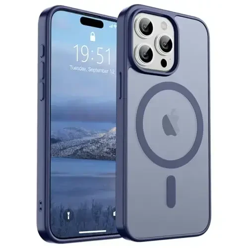 SUPFINE Magnetic for iPhone 15 Pro Case (MagSafe bilan mos) (Harbiy darajadagi tushishdan himoya) Yengil yarim shaffof mato zarbga chidamli, barmoq izlariga qarshi telefon g'ilofi, Lavanda kulrang - 1
