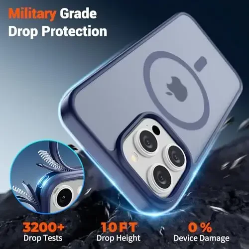 SUPFINE Magnetic for iPhone 15 Pro Case (MagSafe bilan mos) (Harbiy darajadagi tushishdan himoya) Yengil yarim shaffof mato zarbga chidamli, barmoq izlariga qarshi telefon g'ilofi, Lavanda kulrang - 4