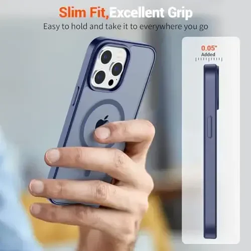 SUPFINE Magnetic for iPhone 15 Pro Case (MagSafe bilan mos) (Harbiy darajadagi tushishdan himoya) Yengil yarim shaffof mato zarbga chidamli, barmoq izlariga qarshi telefon g'ilofi, Lavanda kulrang - 7