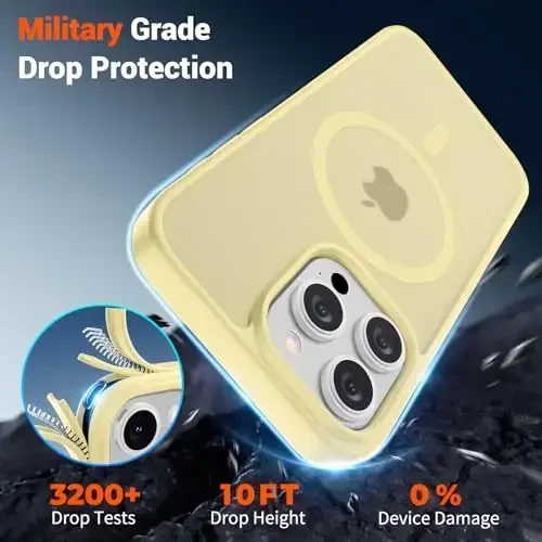 SUPFINE Magnetic for iPhone 15 Pro Max Case (Compatible with MagSafe) (Military Grade Drop Protection) Slim Translucent Matte Shockproof with Anti-Fingerprint Phone Case,Buttercream Yellow - 4
