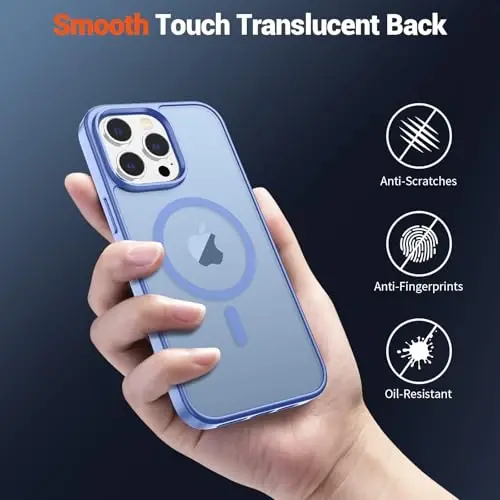 SUPFINE Magnetic for iPhone 15 Pro Max Case (Compatible with MagSafe) (Military Grade Drop Protection) Translucent Matte Shockproof Phone Cover,Blue Purple - 5