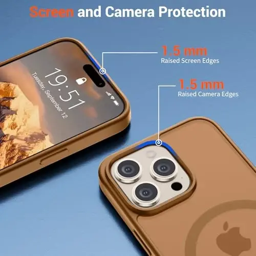 SUPFINE Magnetic for iPhone 15 Pro Max Case (Compatible with MagSafe) (Military Grade Drop Protection) Translucent Matte Shockproof Phone Cover,Brown - 5