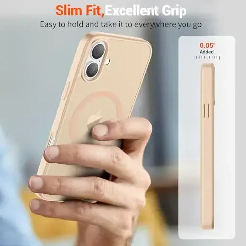 SUPFINE Magnetic for iPhone 16 Case (Compatible with MagSafe) (10 FT Military Grade Drop Protection) Slim Translucent Matte Shockproof with Anti-Fingerprint Phone Case,Sand Pink - 7