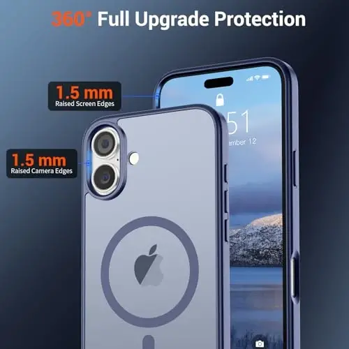 SUPFINE Magnetic for iPhone 16 Case (Compatible with MagSafe) (Military Grade Drop Protection) Slim Translucent Matte Shockproof with Anti-Fingerprint Phone Case,Lavender Gray - 4