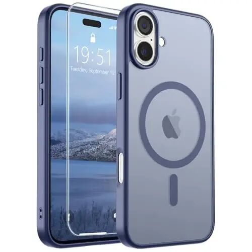 SUPFINE Magnetic for iPhone 16 Case (MagSafe bilan mos) (Harbiy darajadagi tushishdan himoya) Yupqa yarim shaffof mat zarbga chidamli barmoq izlariga qarshi telefon qutisi, Lavanda kulrang 