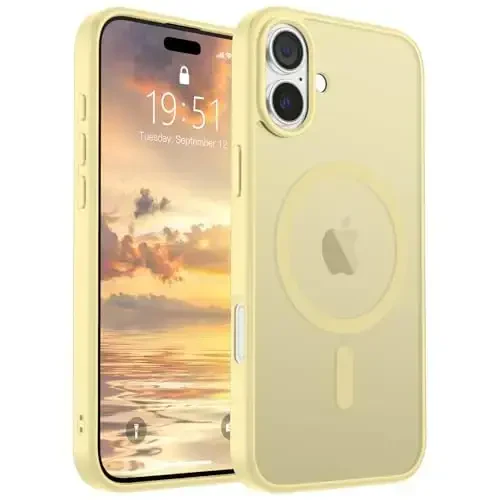 SUPFINE Magnetic for iPhone 16 Plus Case (MagSafe bilan mos) (Harbiy darajadagi tushishdan himoya) Yupqa shaffof mat zarbga chidamli barmoq izlariga qarshi telefon qutisi, Buttercream Yellow - 1