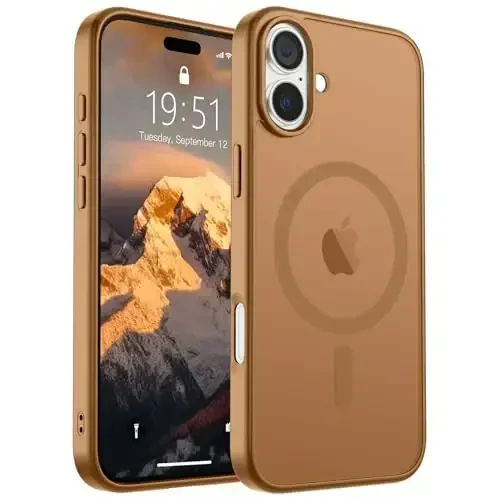 SUPFINE Magnetic for iPhone 16 Plus Case (MagSafe bilan mos) (Harbiy darajadagi tushishdan himoya) Yupqa yarim shaffof mat zarbga chidamli barmoq izlariga qarshi telefon qutisi, jigarrang - SUPFINE