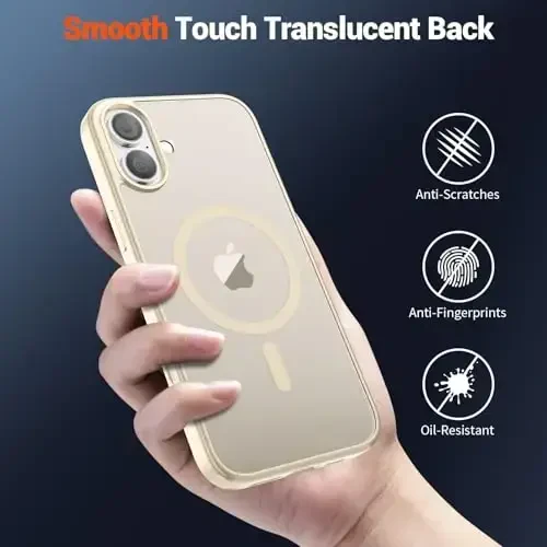 SUPFINE Magnetic for iPhone 16 Plus Case (MagSafe bilan mos) (Harbiy darajadagi tushishdan himoya) Yupqa yarim shaffof mato zarbga chidamli barmoq izlariga qarshi telefon qutisi, antik oq - 6